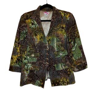 Foxy Huntress womens medium Blazer 3/4 sleeve vented collared cotton blend camo